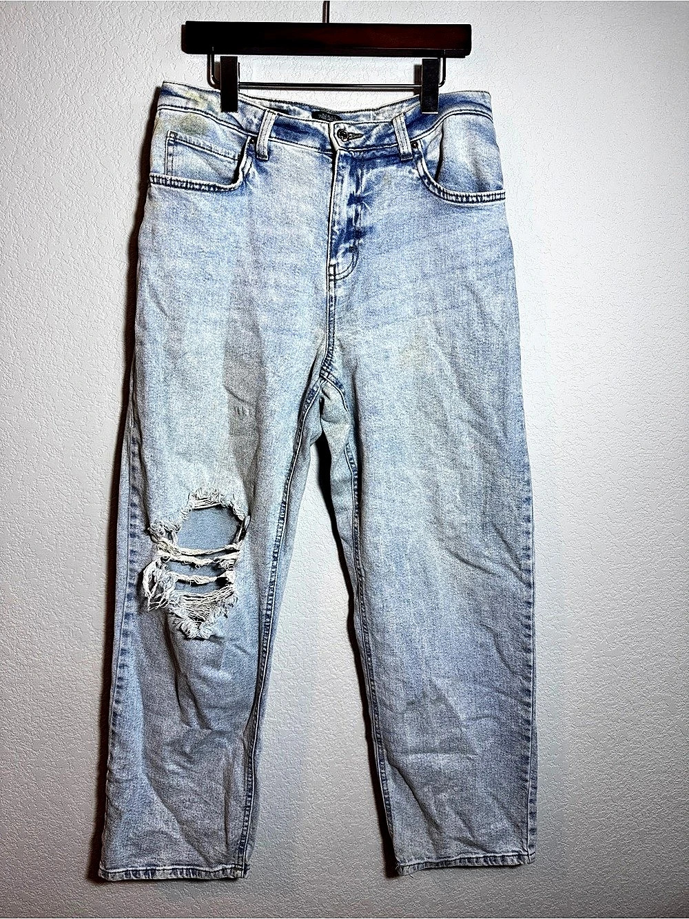 Wild Fable High Rise Dad Jean Floral Blue & Green Waist 10 patch pockets baggy